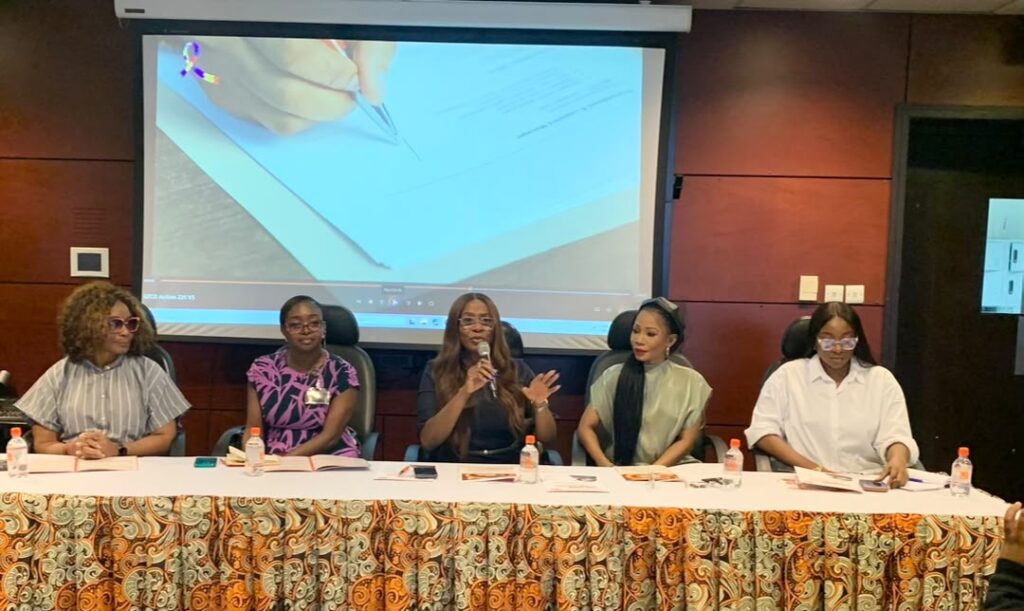 L-R: Dr. Eziafakaku Nwokolo, Board Certified Behaviour Analyst; Solape Azazi, International Behaviour Analyst; Oyinade Adegite, Chief Communications Officer, GTCO Plc; Osezusi Bolodeoku, International Behaviour Analyst; and Oluwatosin Onobanjo, Corporate Communications Officer, GTCO Plc, during the press briefing for the 16th Annual GTCO Autism Conference, held in Lagos on Wednesday.